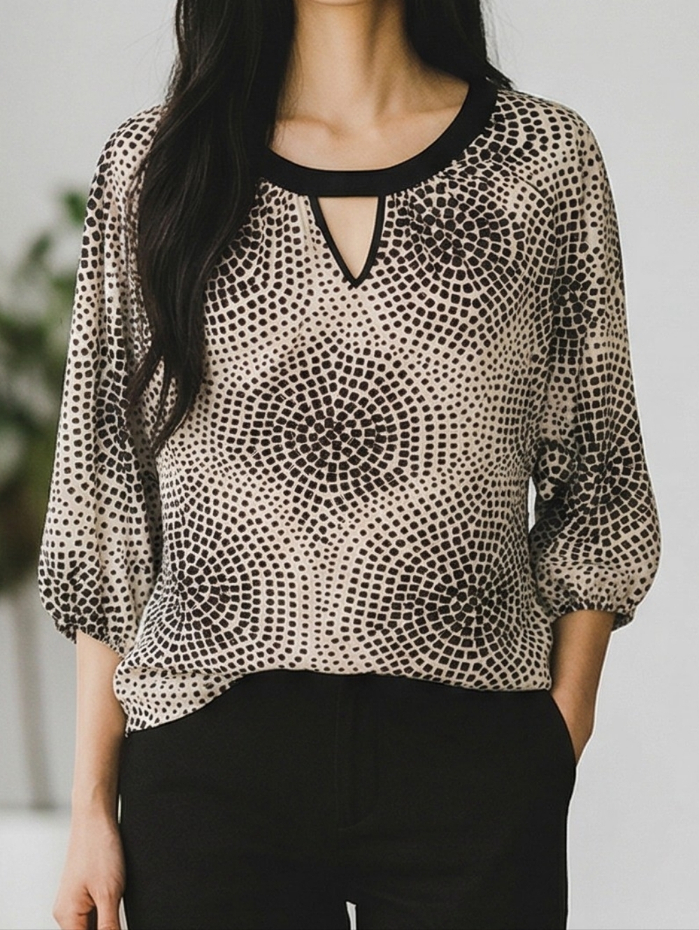 New York & Company Black and White Blouse